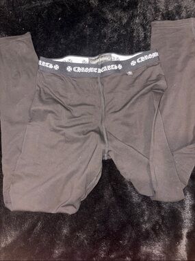 Chrome Hearts Black Logo Waist Thermal Leggings